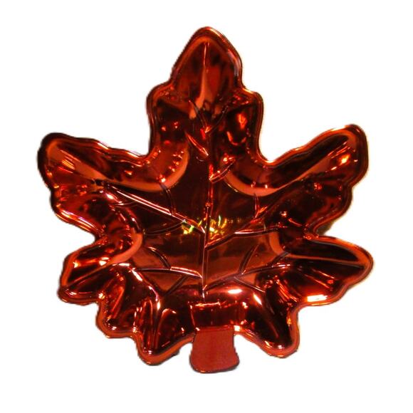 Greenbrier Serving Tray Maple Leaf Gold and Silver Plastic 8x9 inches Fall Party - Picture 1 of 2